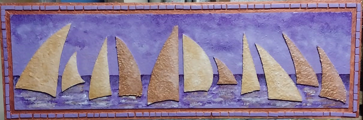 Golden Sails on Purple Sky