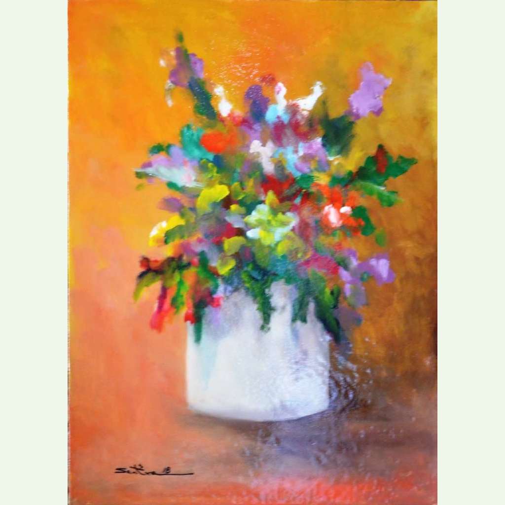 Santina Art Gallery,White Vase,Painting - Acrylic,artist,art,lebanon,beirut